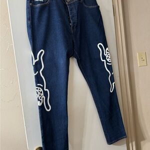 Ice Cream Blue Jeans with White Graphic